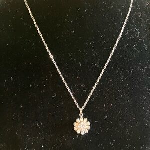 Silver Floral Pendant Necklace - Elegant Women's Jewelry